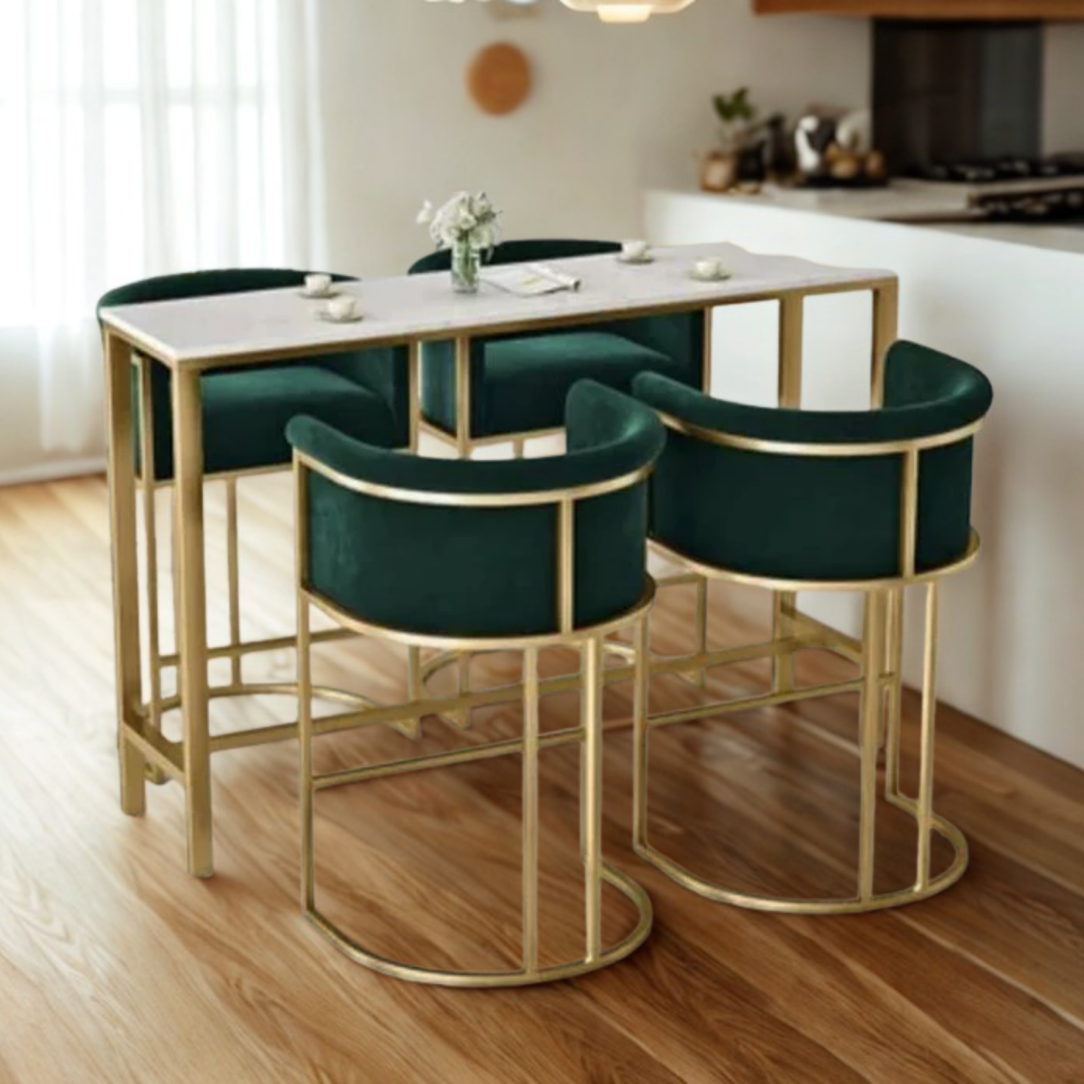 Modern Smart Dinning  Coffee 4-Chairs With Table (4+1)Set | WSC-0139