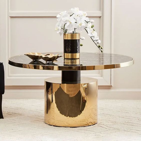 Royal Look Stainless Steel Coffee Table With Chrome Finish Mdf Top | SST-0431