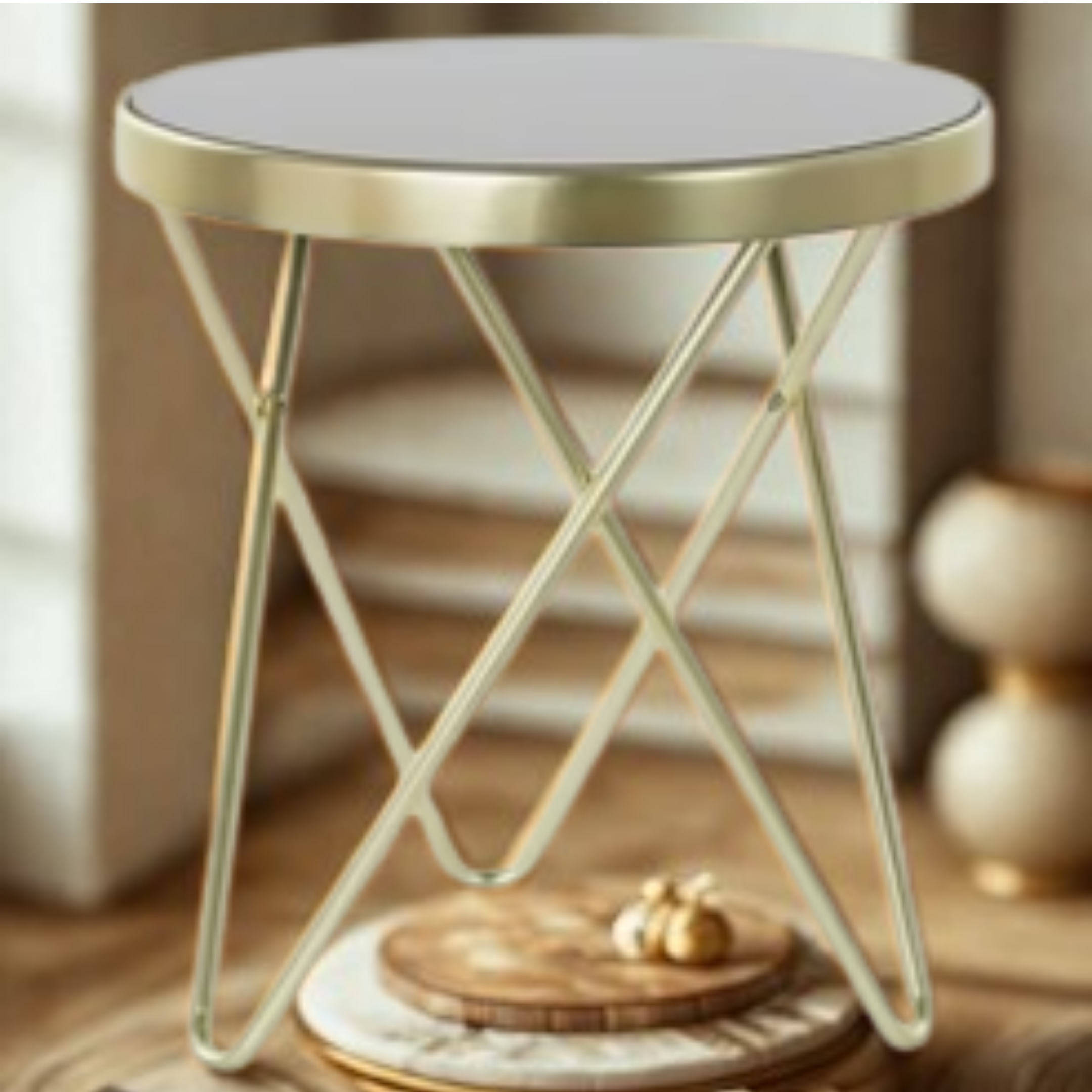 Coffee Table Golden Small Round Table | MST-0280
