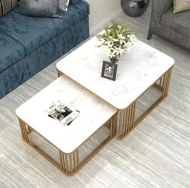 Luxury Nesting Center Table With Chrome Finish