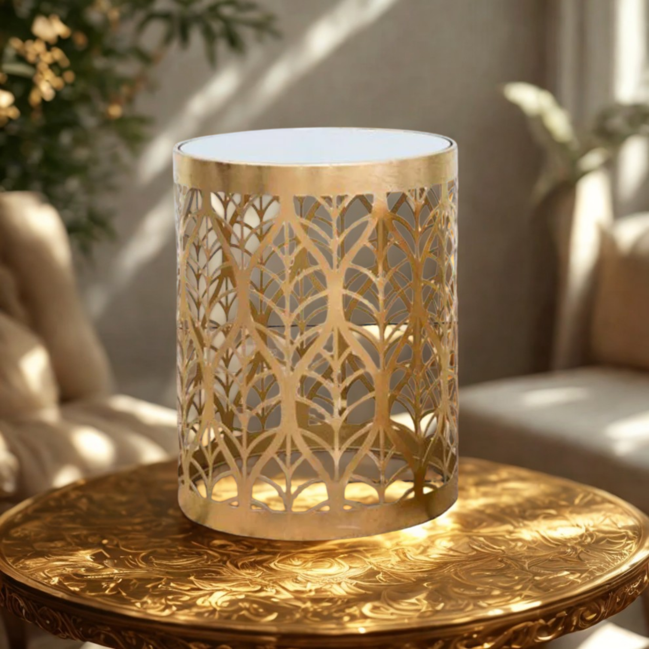 Classic Metal Table Gold Gilt Leaf |  MST-0314