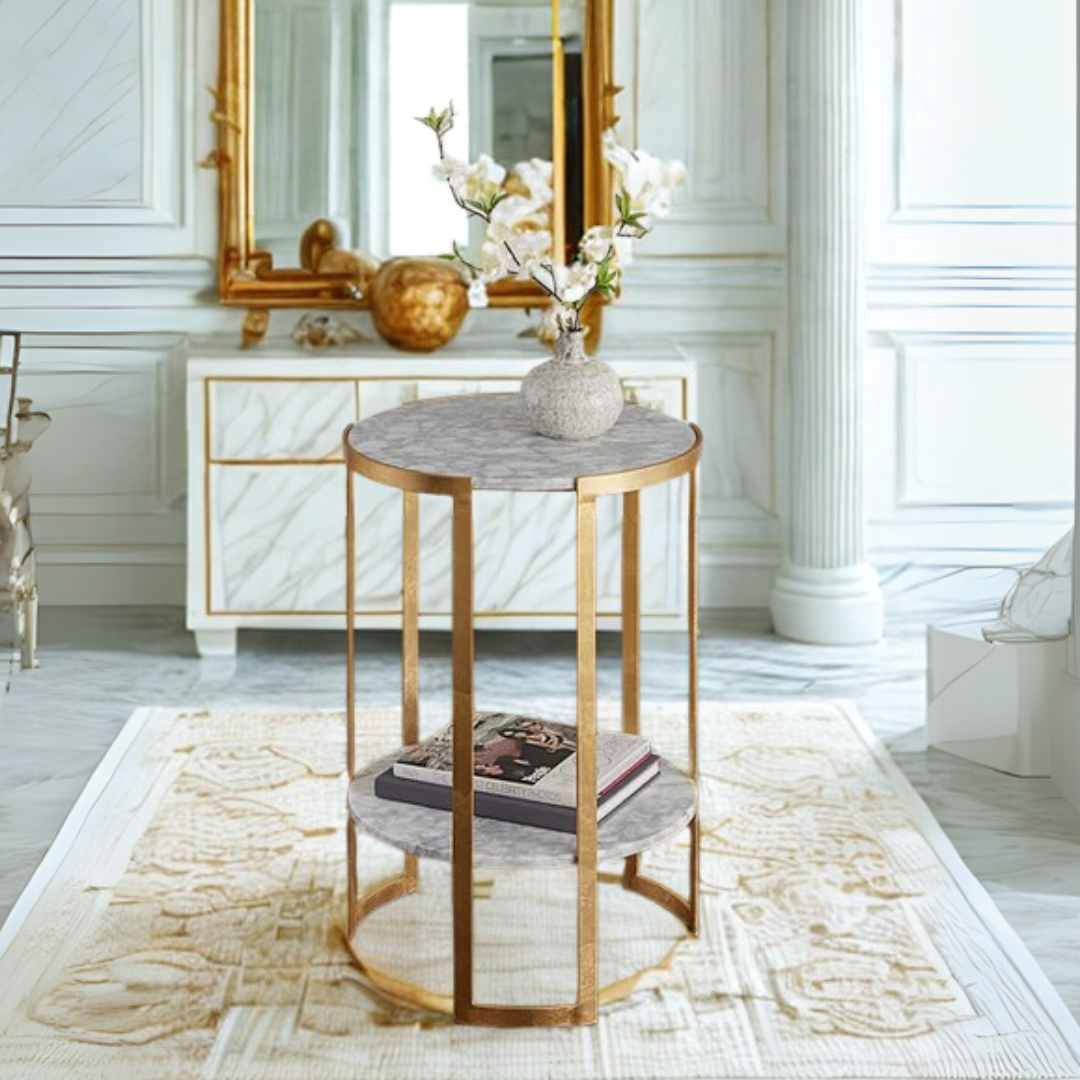Blaine Gold Leaf Side Table | MST-0333