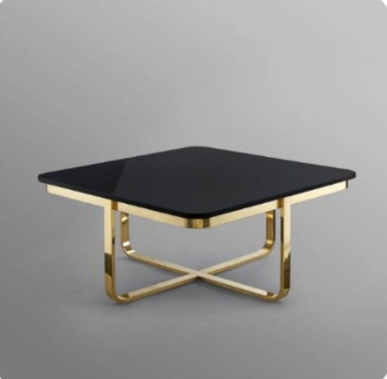 Latrice Black/Gold Coffee Table High Gloss UV Sheet Top With Chrome Finish | MTC-