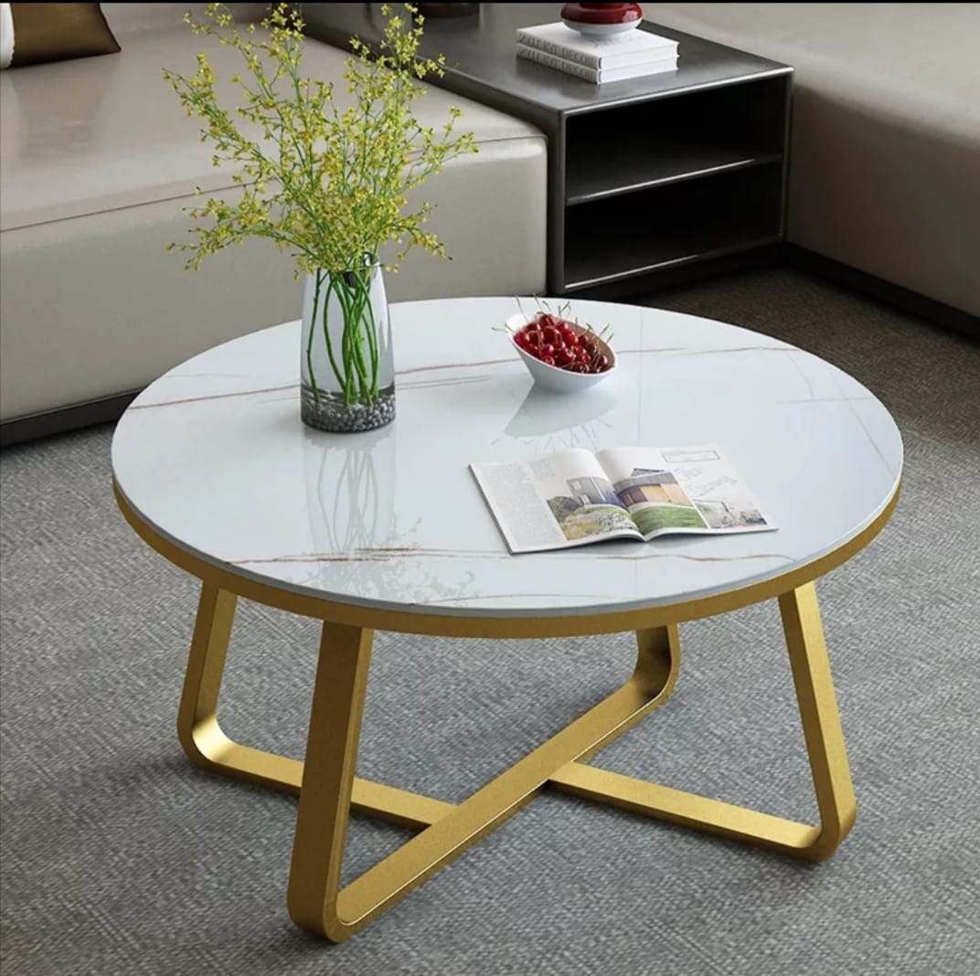 Round Coffee Table End Table For Living Room Chrome Finish | MST-