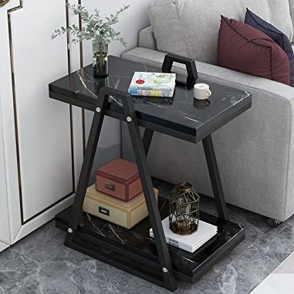 Double Side Coffee Table with Storage & Chrome Finish|