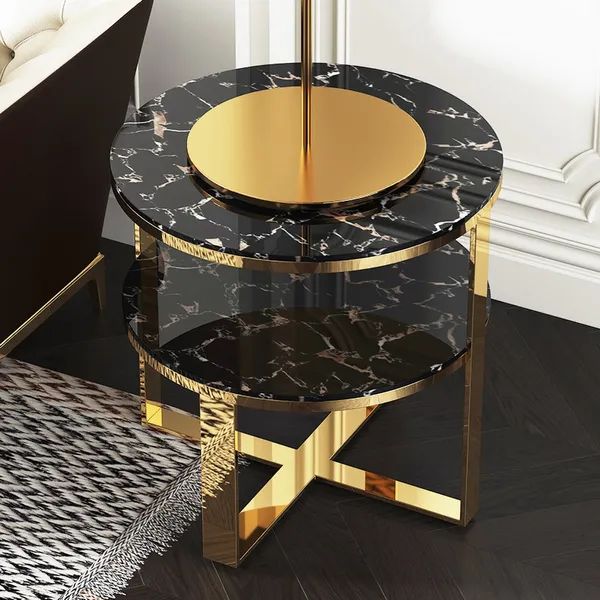 2.Tier Luxury coffee table decor with Chrome Finish | MST-0438