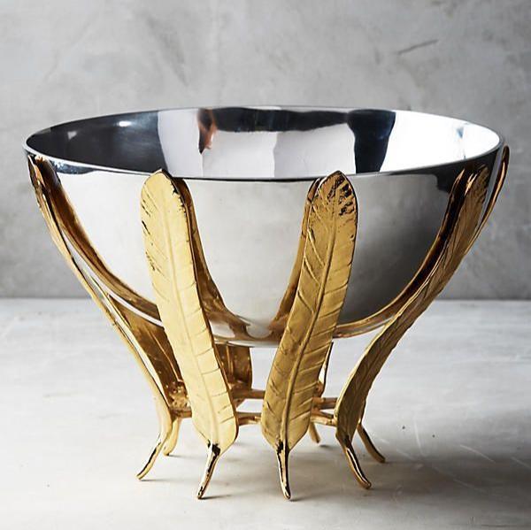 Home Decor Golden Leaf  With Stainless Steel Bowl | RMP