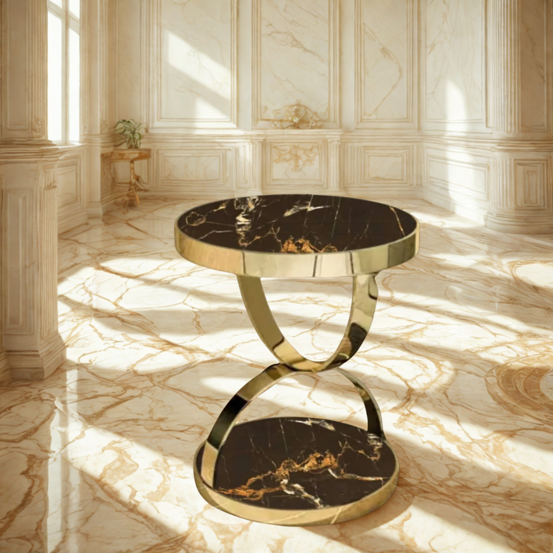 Luxury Style Gold 2-Tier Side Table | MST-0117