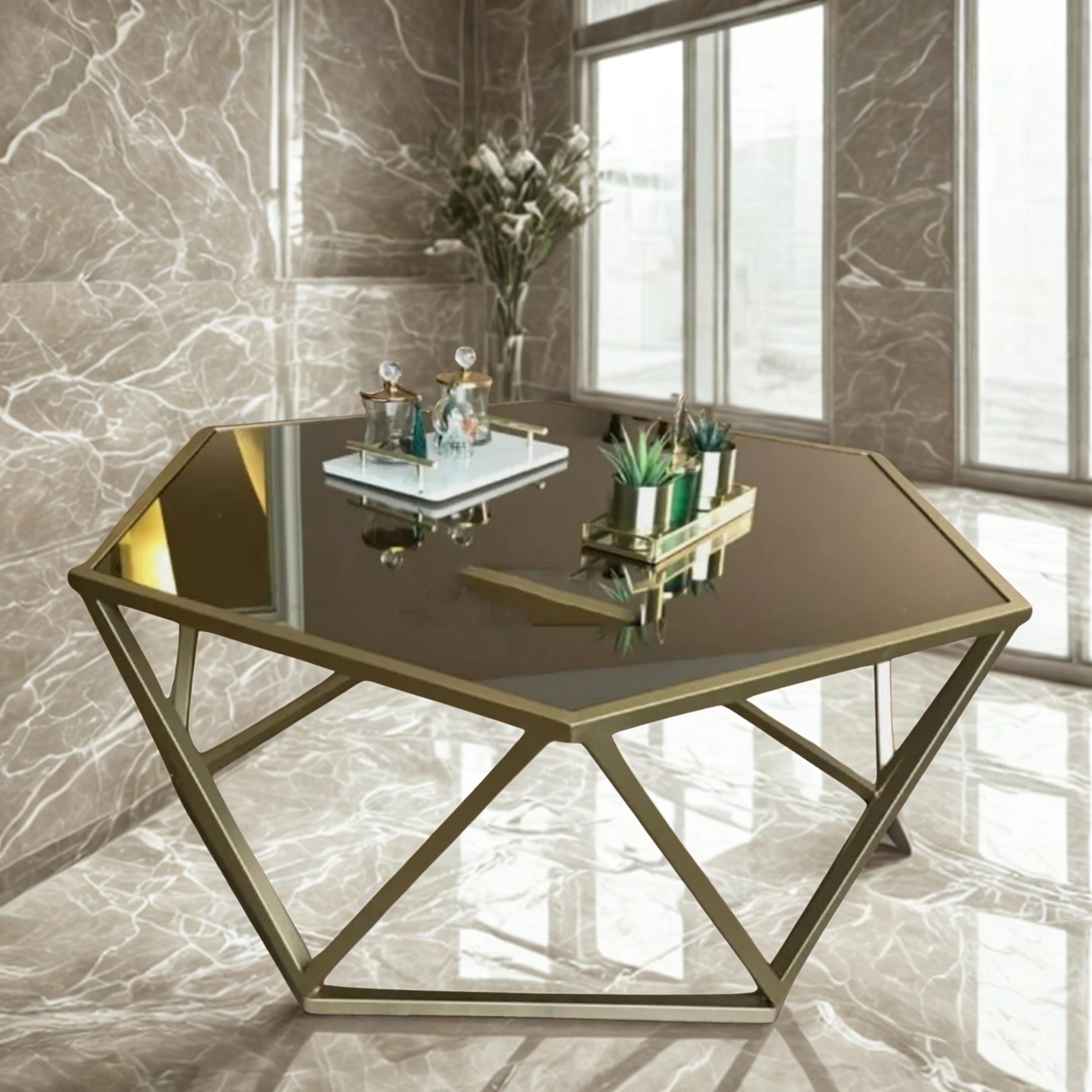 Nordic Coffee Metal Table With MDF Top | MST-0398