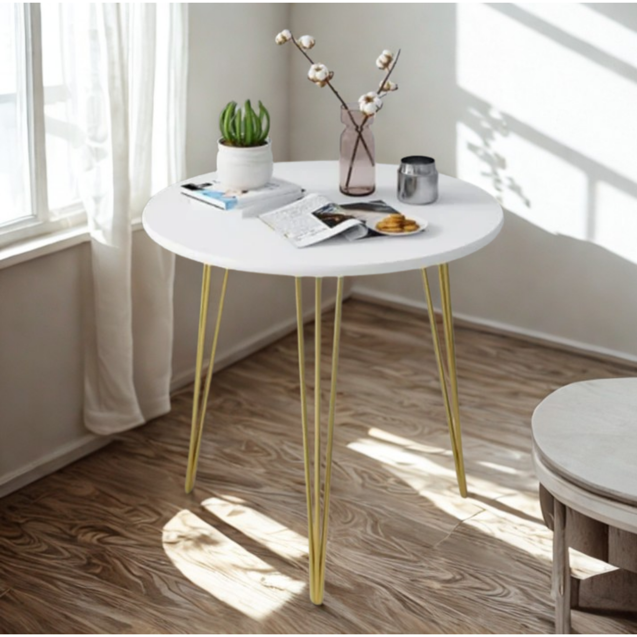 Round Side Table White Restaurant Small Coffee Table | MST-0321