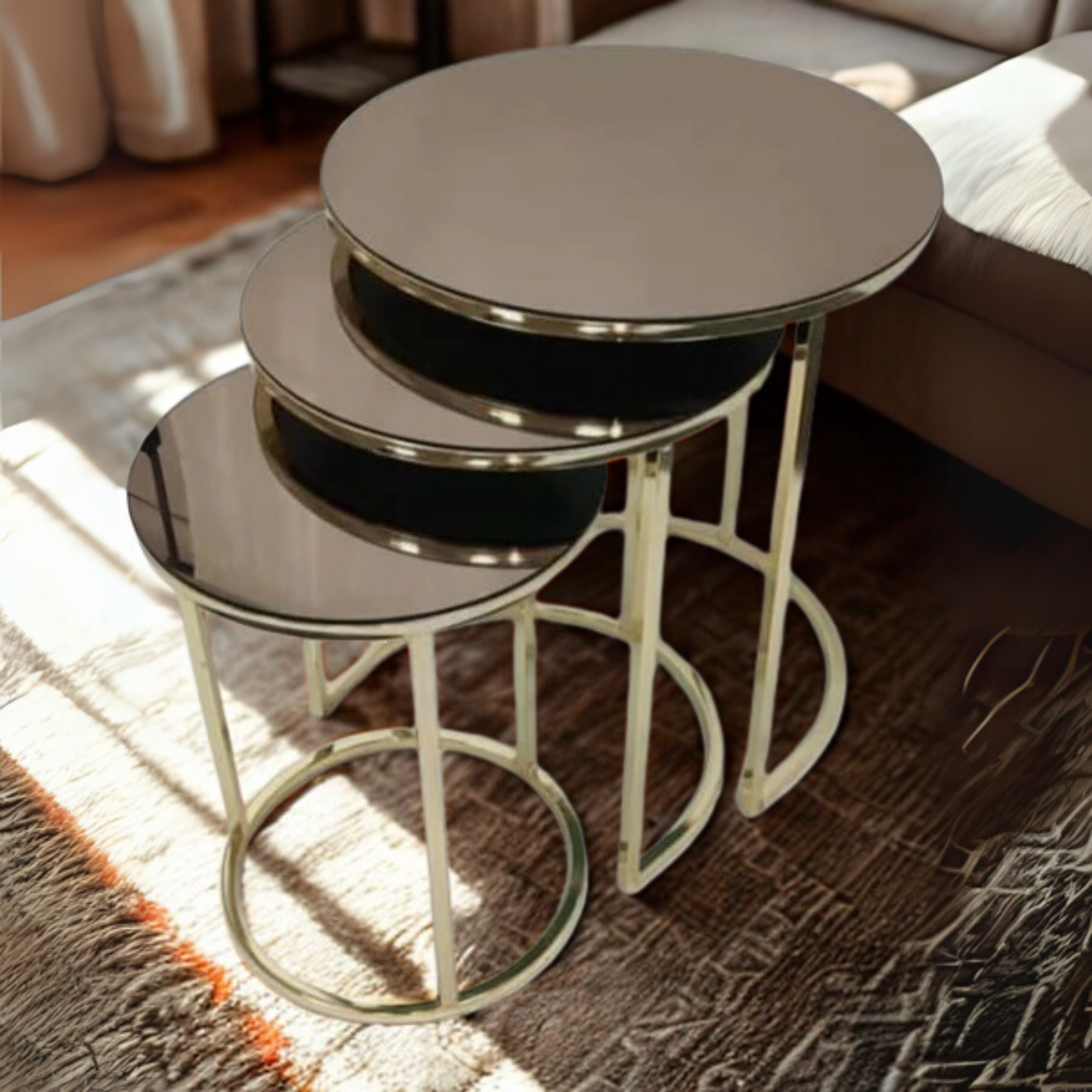 Stainless Steel Nesting Table Set with Chrome Finish| SST