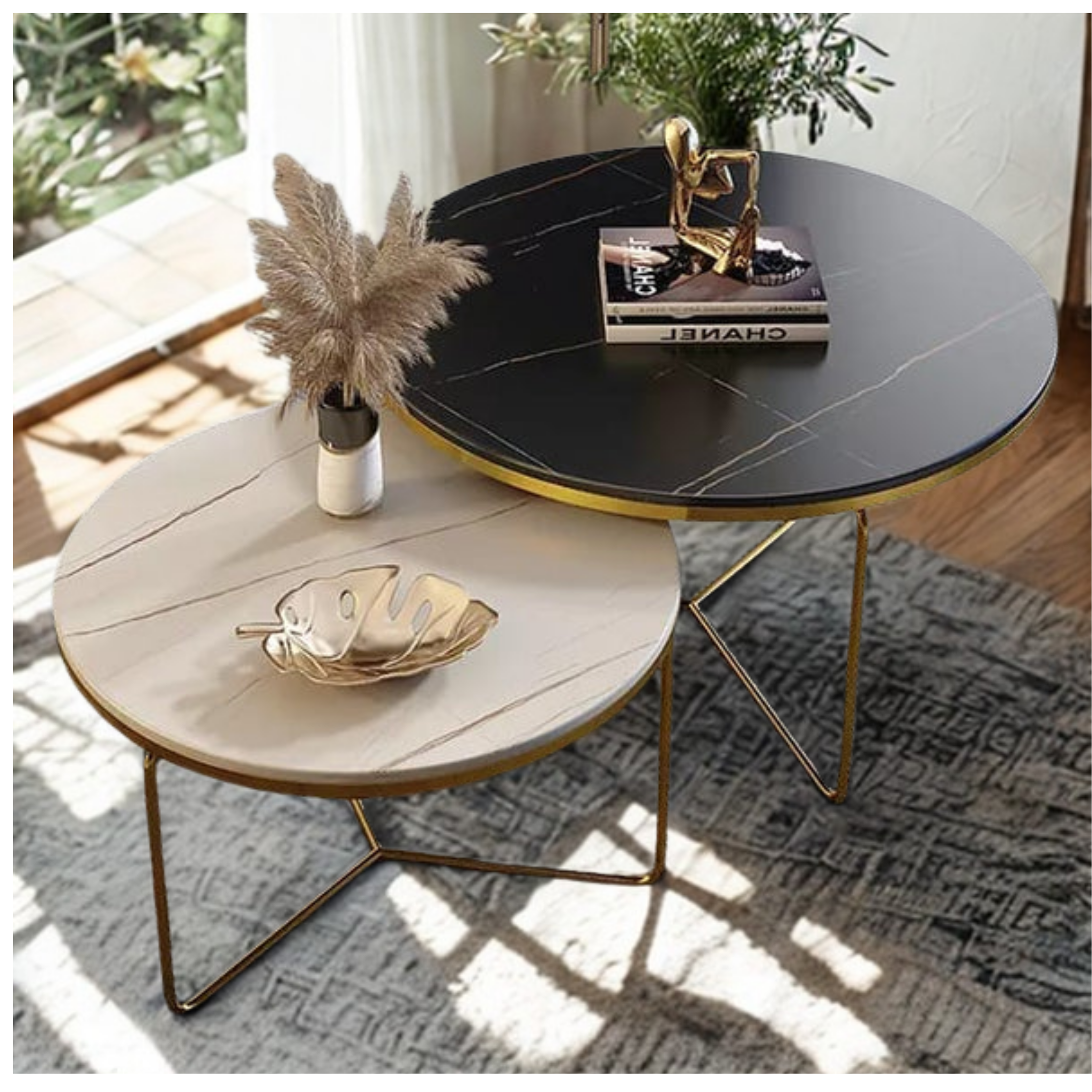 Modren Round Nesting Coffee Accent Table Living Room  |  MST-0367