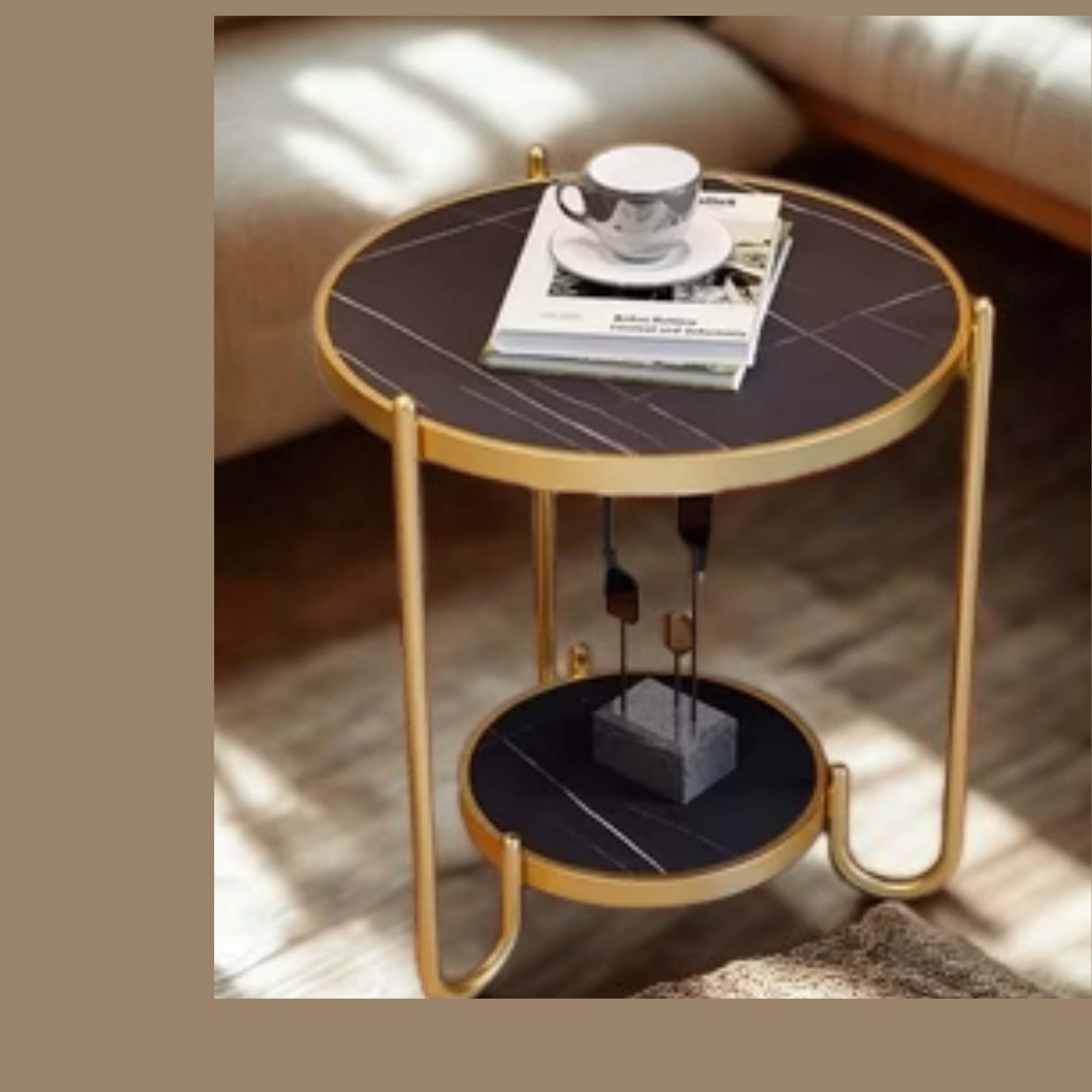 Italian  Style 2-Tier Corner Side End Table | MST-0288