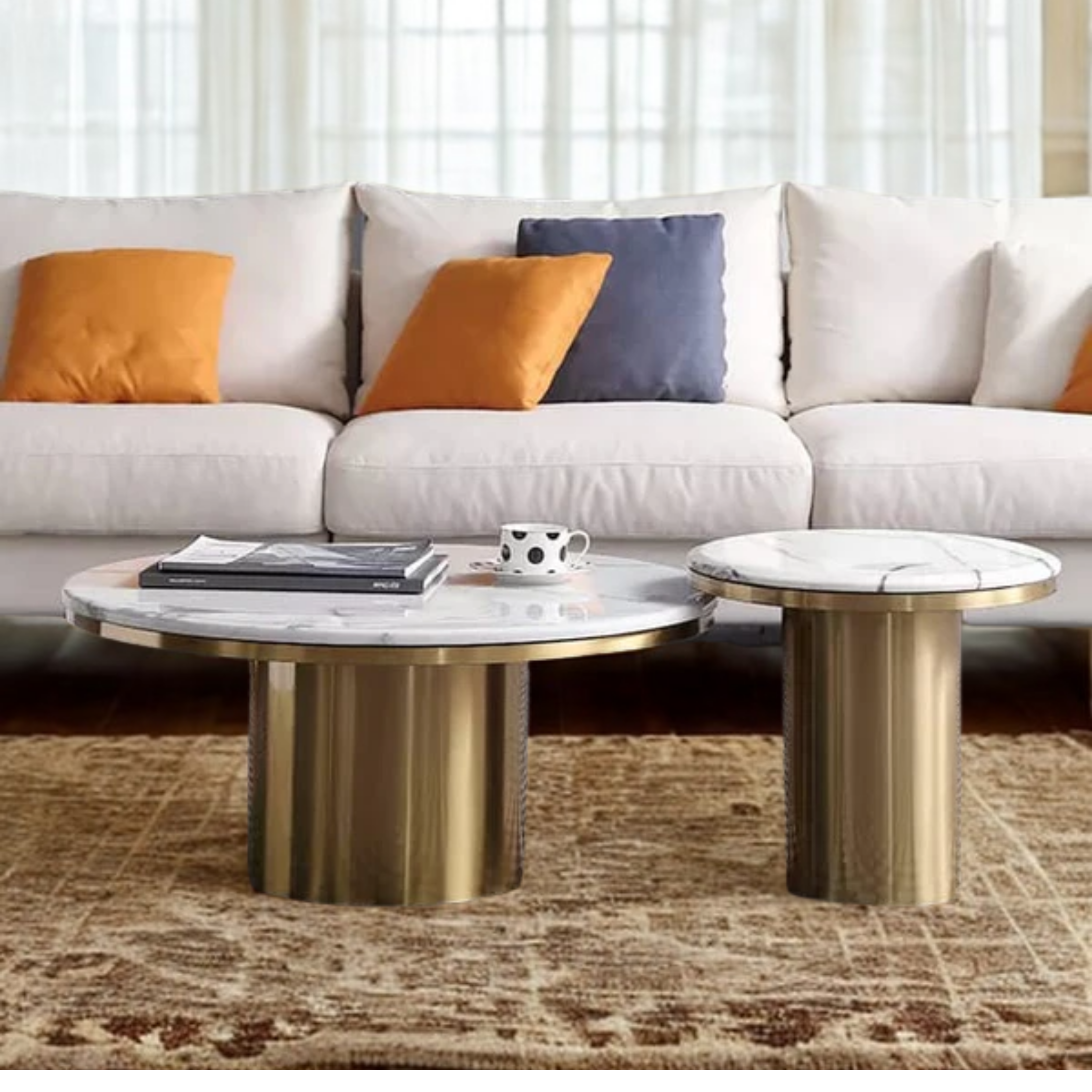 Nordic Round Coffee Table Set With Paint Finish | MST-0108