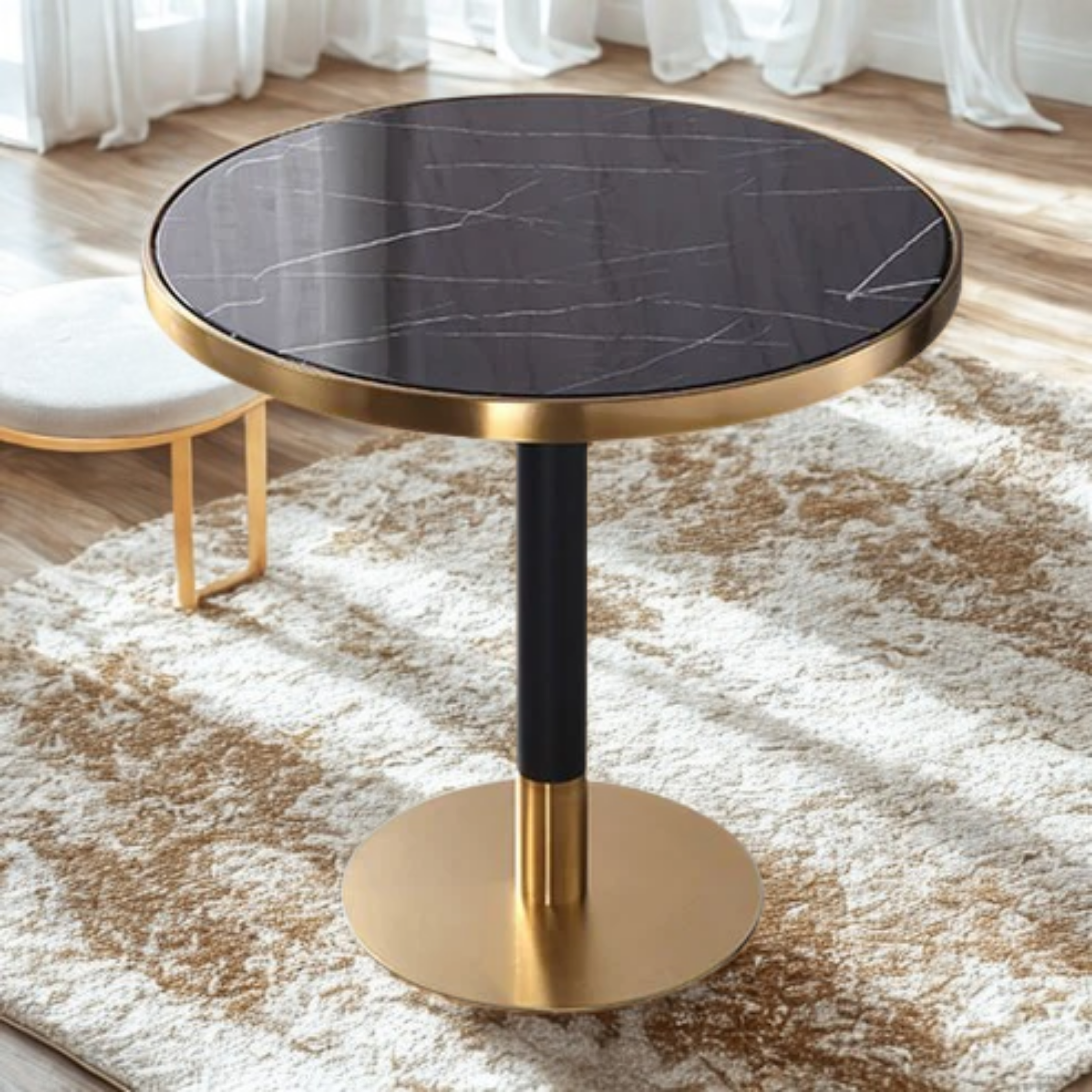 Black & Gold Luxurious Coffee Round Table  MST-0195