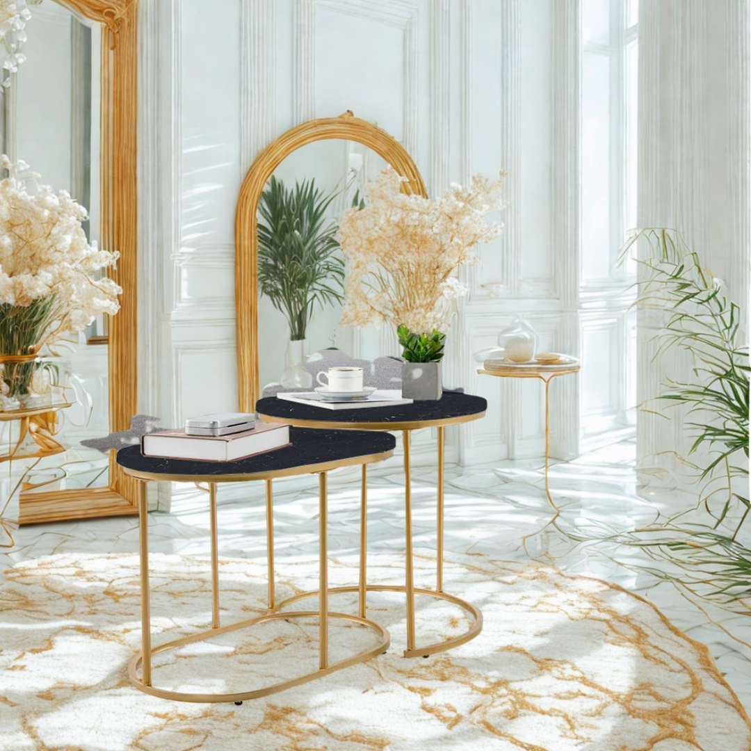 Timbul - Coffee Table - UV Top & Gold Finish | MST-0418