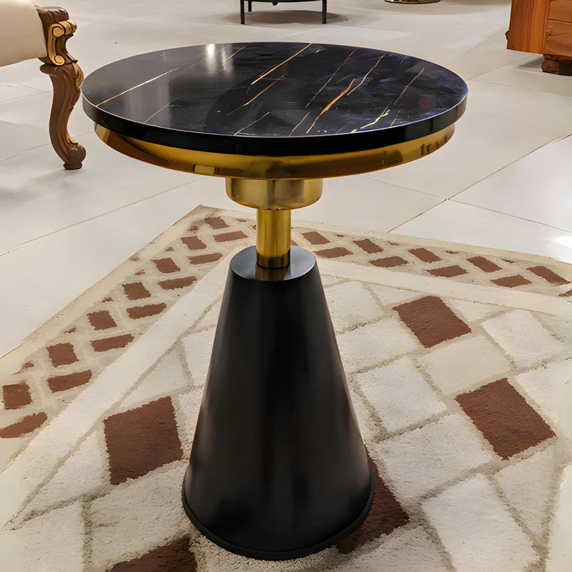 Nordic Luxury Rock Board Coffee Table Stainless Steel Golden Head With Chrome Finish| MST-0246
