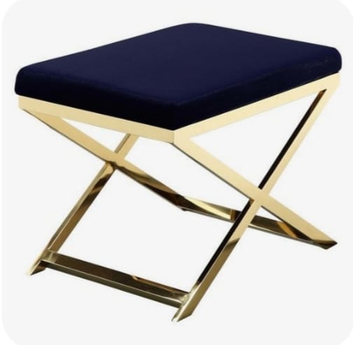 Stainless Steel X-Base Entryway Modern Bench With Velvet Upholstery with Chrome Finish| WSC-0185