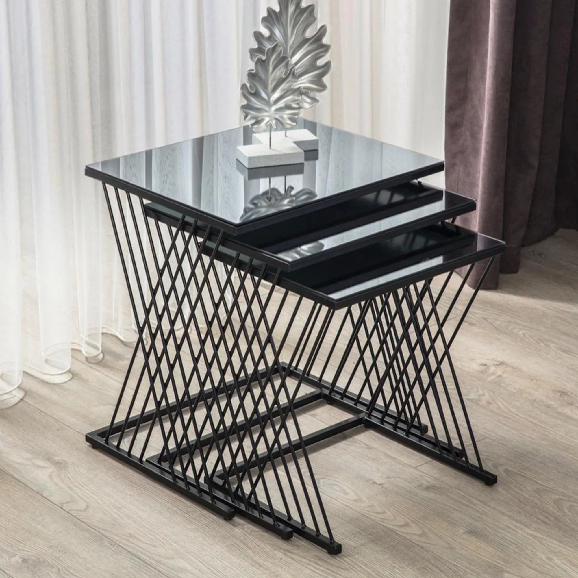 Stylish Nesting Metal Table Set of 3 | MST-0122